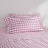 Dreamaker Lola Washed Cotton Yarn Dyed Gingham King Pillowcase Pearl Pink Twin Pack