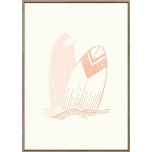 Rayell Framed Kids Artwork Surfboard Natural Cream 50x70cm