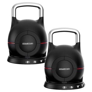 Powertrain 2x 40kg Adjustable Kettlebell One Hand Adjustment Weight Set