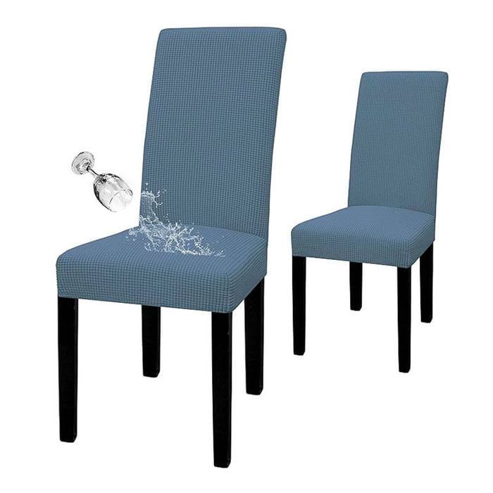 Catzon 2 Pcs Dining Chair Covers Waterproof Stretch-Dusty Blue