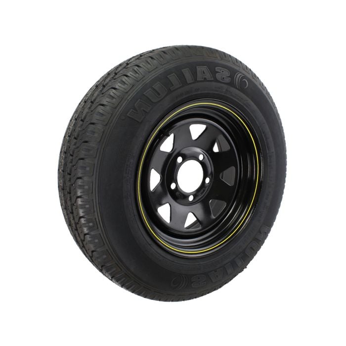 Sunrise Trailer 14" Wheels Rim and Tyre Fitted - Ford, 185R14LT - Black - WRTF14PB185