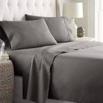 2000TC Ultra-Soft All AU Size 4pc Flat Fitted Bed Sheet Set, Super King Gray