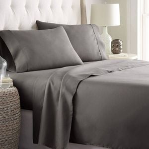 2000TC Ultra-Soft All AU Size 4pc Flat Fitted Bed Sheet Set, Super King Gray