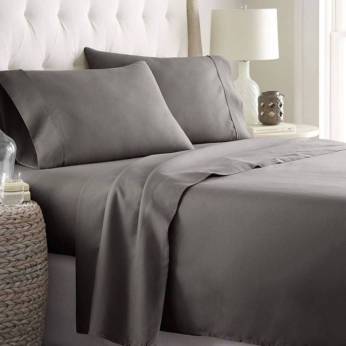 2000TC Ultra-Soft All AU Size 4pc Flat Fitted Bed Sheet Set, Super King Gray