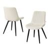 Familand Dining Chairs Set of 2 Padded Seat Kitchen Living Room Chair Faux Leather in Cream