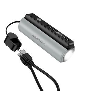 Borofone BJ87 5000mAh USB-C Fast Charging Mini Power Bank with Built-In Cable & Flashlight