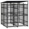 vidaXL Outdoor Dog Kennel with Roof Steel Puppy Pet Enclosure Supply House
