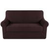 Smarcute 2 Seater 2-Piece Spandex Stretch Anti-Slip Sofa Cover Brown