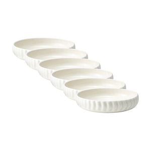 6pk Ecology Ritual Rippled Porcelain Dinner Bowl Frost Off White 22cm
