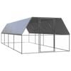 vidaXL Outdoor Chicken Cage Galvanised Steel Chicken Coop Supply Hen House Run 3x8x2 m