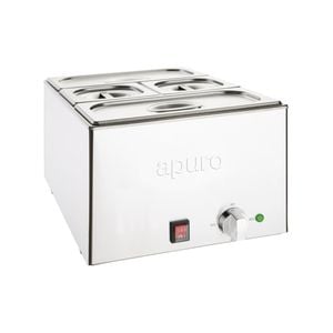 Apuro Bain-marie With Pans 2x1/3 & 2x1/6 Pans 150mm Deep Inc Lids - Portable Bain Maries (ft691-a)