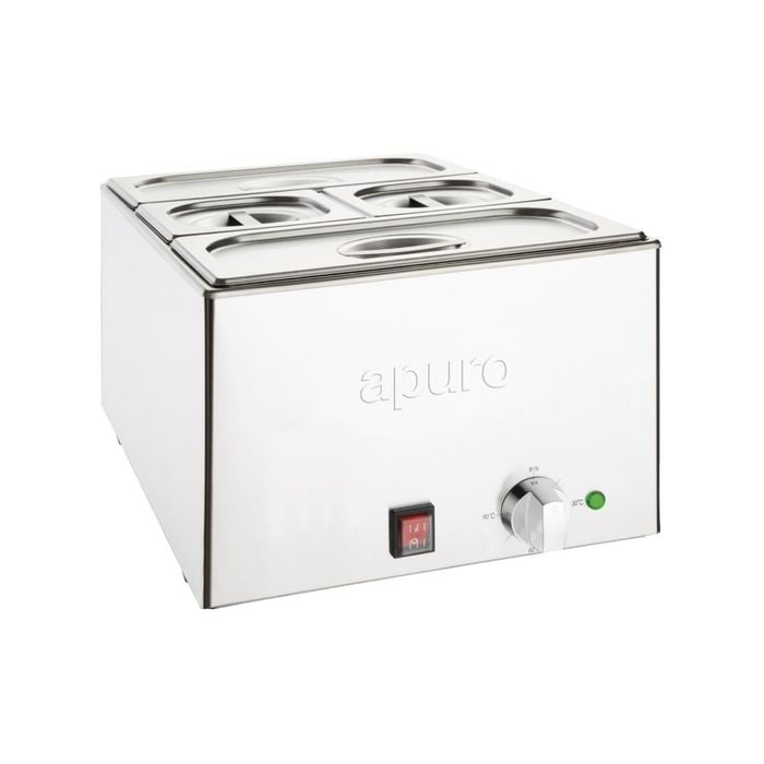 Apuro Bain-marie With Pans 2x1/3 & 2x1/6 Pans 150mm Deep Inc Lids - Portable Bain Maries (ft691-a)