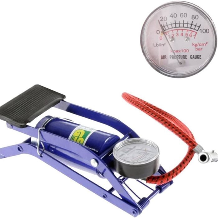 Foot Air Pump High Pressure Gauge Tyre Tire Inflator Air Bed Bike