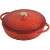 Pyrolux Pyrochef 24cm/2.5L Cast Iron Round Low Chef Pan w/ Lid Cooking Pot Red