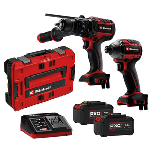 Einhell Pro Brushless 2 Piece Kit With 2 x 5.0Ah Batteries With E-Case