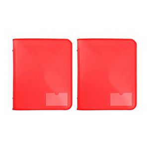 2x Marbig 2 D-ring A4 Zipper Binder 25mm W/ Tech Case File Document Holder Red