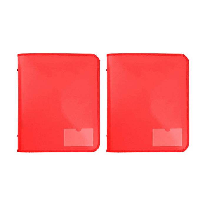 2x Marbig 2 D-ring A4 Zipper Binder 25mm W/ Tech Case File Document Holder Red