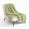 Soga 150x200cm Light Green Flannel Polyester Throw Blanket