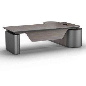 Modern Furniture LUCA 240cm Sit & Stand Executive Desk - Hazelnut & Grey