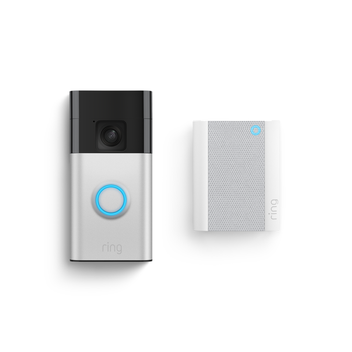 Ring Satin Nickel Battery Video Doorbell Plus Chime