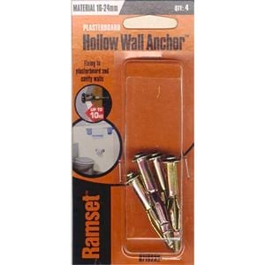 Ramset Hollow Wall Anchor Zinc 16-24mm 4pk