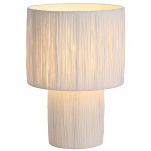 Telbix Nativa Modern Table Desk Lamp Light Metal Raffia White Natural