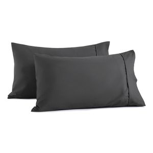 Dreamaker 250TC Cotton & Recycled Polyester Blend Standard Pillowcase Twin Pack Charcoal