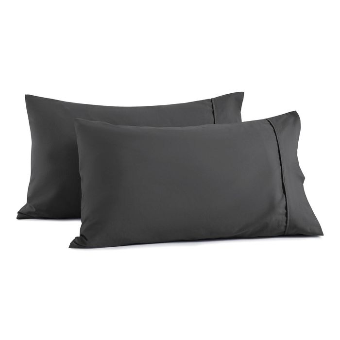 Dreamaker 250TC Cotton & Recycled Polyester Blend Standard Pillowcase Twin Pack Charcoal