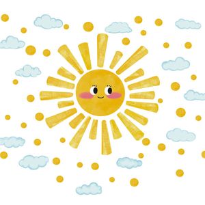 Catzon Watercolor Sun Wall Decals Peel and Stick
