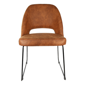 Durafurn Semifreddo Dining Chair Tan Fabric with Black Sled Base