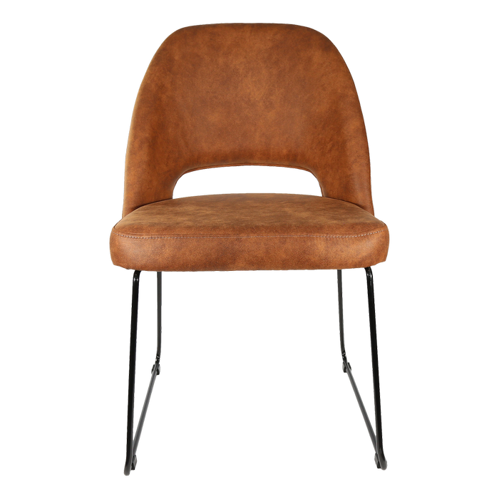Durafurn Semifreddo Dining Chair Tan Fabric with Black Sled Base