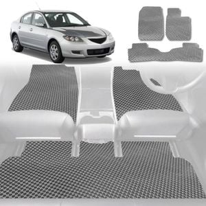 6D Diamond Car Floor Mats for Mazda 3 2004-2009-Full Set-Grey-Outback GT