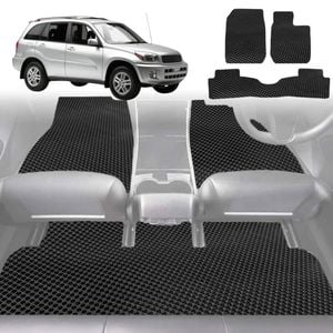6D Diamond Car Floor Mats for Toyota RAV4 2000-2005-Full Set-Black-Outback GT