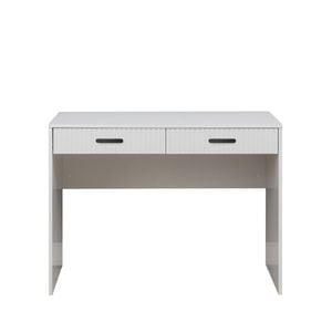 European Cabinetry White Fluted Oval Black Handles Odessa Desk