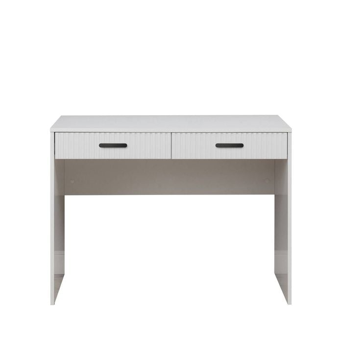 European Cabinetry White Fluted Oval Black Handles Odessa Desk