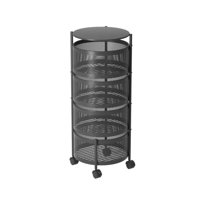 SOGA 4 Tier Steel Round Rotating Cart with Wheels