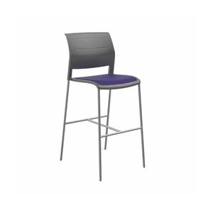 Olg Game Bar Stool Chrome Legs White Shell Plum Upholstered Seat Only