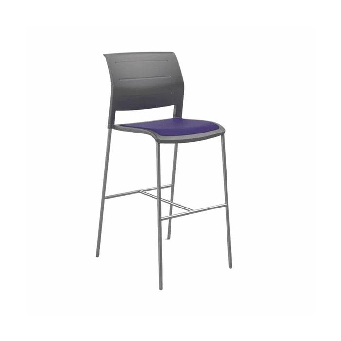 Olg Game Bar Stool Chrome Legs White Shell Plum Upholstered Seat Only