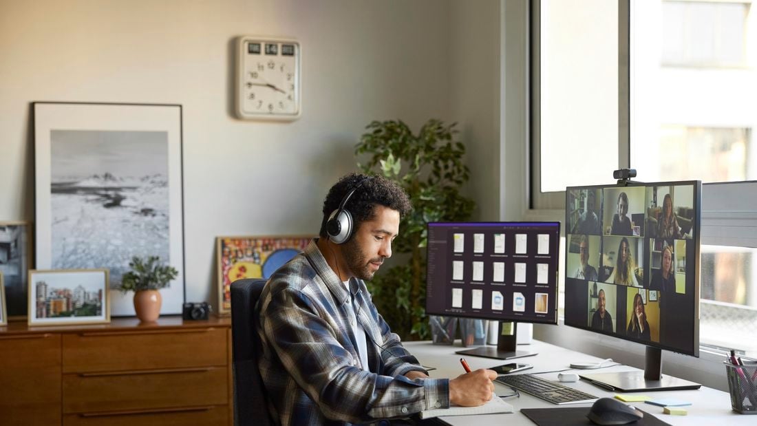 A person working in the home office.