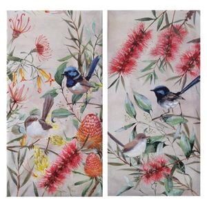 P&P Blue Wren Hand Painting Picture - Elegant Modern Wall Art for Living Room, Bedroom & Office Decor 40x80cm
