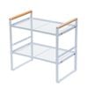 Catzon Counter Organizer Shelf 2-Tier with Wood Handle for Kitchen Bathroom-White(S)