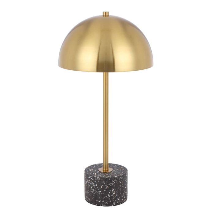 Telbix Domez Modern Table Desk Lamp Light Metal Terrazzo Antique Gold Black Terrazzo