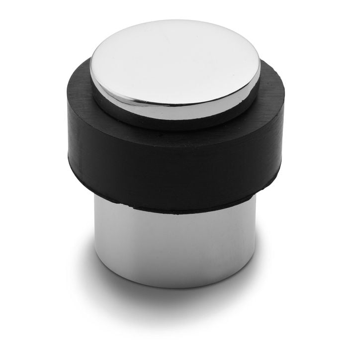 Lemaar 38mm Satin Chrome Round Floor Mount Door Stop With Rubber Bump
