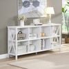 HOMFURN 8 Cube Storage Organizer Bookshelf, Industrial Horizontal Long Shelf, White