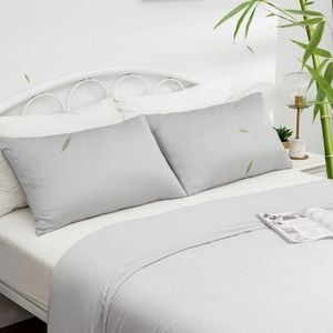 LINENOVA 100% Bamboo Pillow cases Slip Cover Pillowcase - Silver Queen