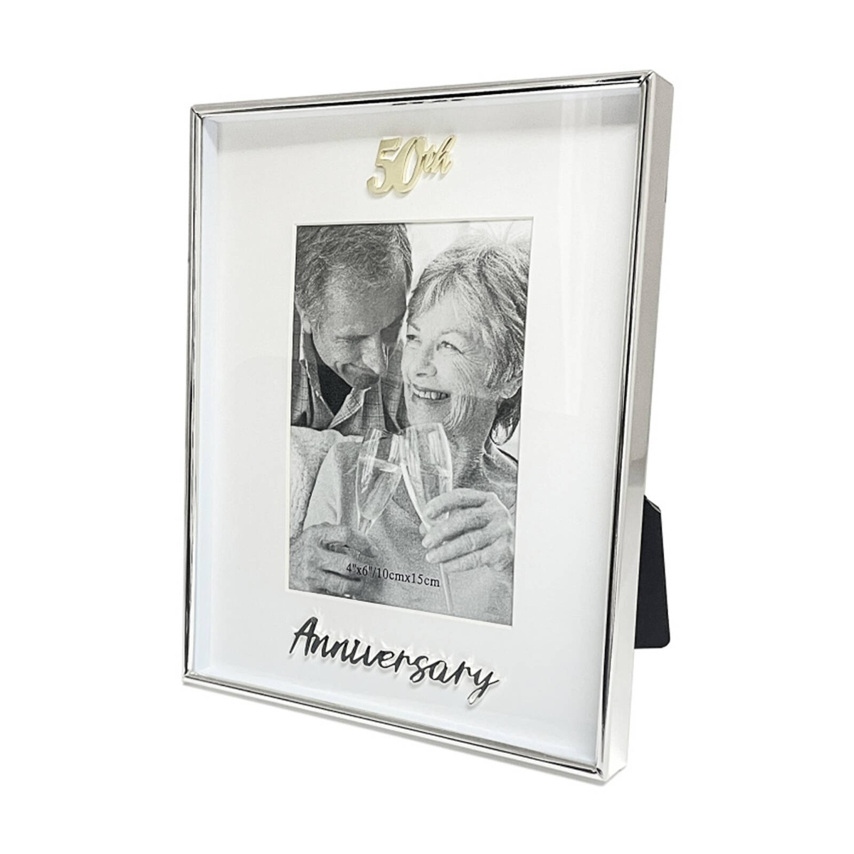 Gibson Gifts Boxed Photo Frame 50th Anniversary 4x6 White Silver Mdf ...
