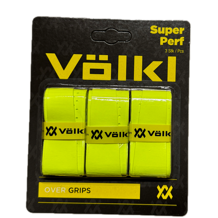 Volkl Super Perf Over Grip Neon Yellow Overgrip Tennis Squash Badminton 3 Pack