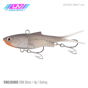 Samaki Vibelicious Fork Tail Vibe 85mm Soft Plastic Fishing Lure Ghost Bait UV