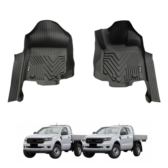 AUSGO 5D Injection Car Floor Mats for Ford Ranger Single / Extra Cab 2011-2022 All-Weather Floor Liners