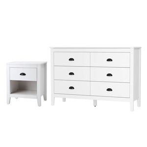 Oikiture 6 Chest of Drawers and Bedside Tables Vintage White